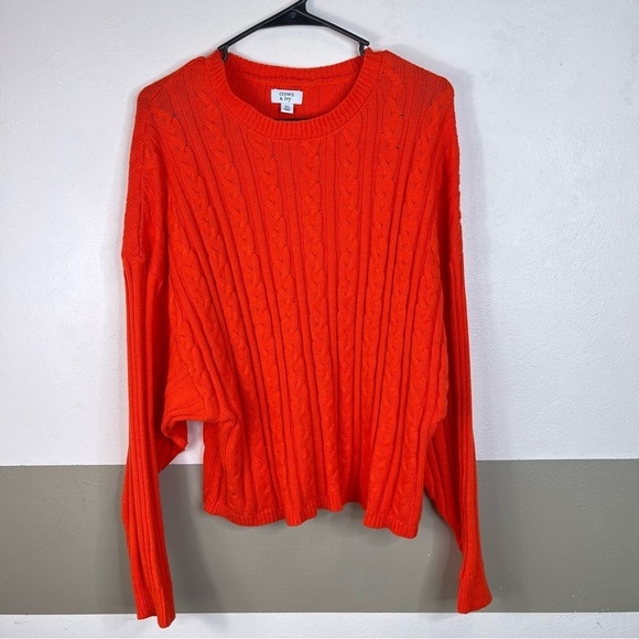 2/$25 Crown & Ivy Bright Orange Knit Woven Preppy Business Casual Sweater XL - Picture 2 of 14